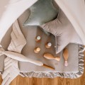 LEINEN SPIELMATTE MIT RÜSCHEN BEIGE