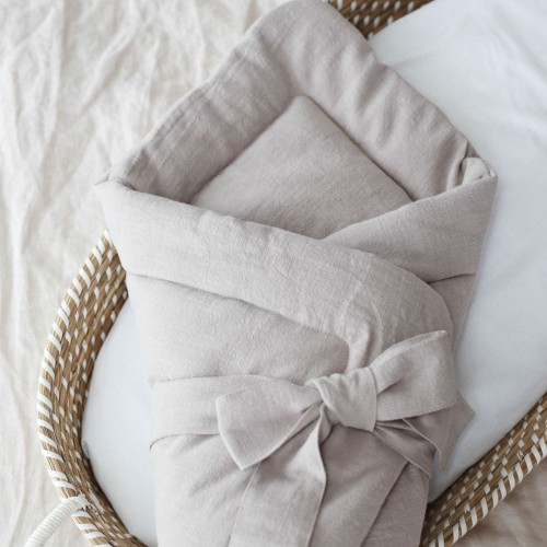 LEINEN PUCKDECKE BEIGE