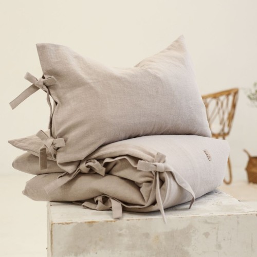 LEINEN BABYBETTWÄSCHE 100X135 CM BEIGE