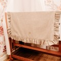 LEINEN BABYBETTWÄSCHE MIT RÜSCHEN 100X135 CM BEIGE