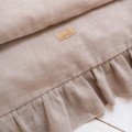 LEINEN BABYBETTWÄSCHE MIT RÜSCHEN 100X135 CM BEIGE