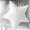 LEINEN STERN KISSEN WEISS