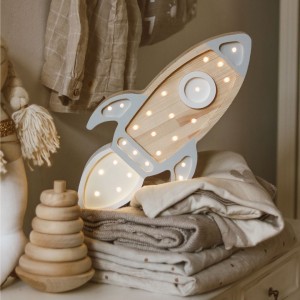 LITTLE LIGHTS - LAMPE RAKETE GRAU HOLZ