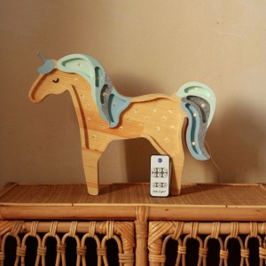 LITTLE LIGHTS - LAMPE EINHORN Babyblau HOLZ