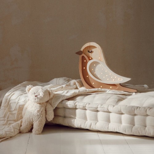LAMPE VOGEL KAFFEE HOLZ