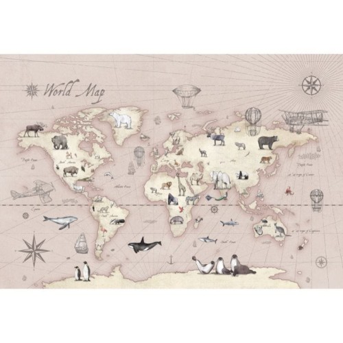 TAPETE WELTKARTE WÜSTENROSE