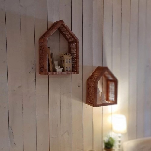 Wandregal-Set aus Weide in Hausform NATUR