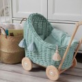 WEIDENPUPPENWAGEN MIT BETTWÄSCHE