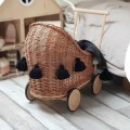 WEIDENPUPPENWAGEN MIT BETTWÄSCHE