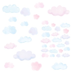 PASTELOWE LOVE - WANDAUFKLEBER MINI WOLKEN ROSA