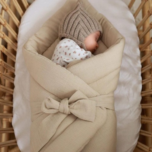 MUSSELIN PUCKDECKE SANDBEIGE