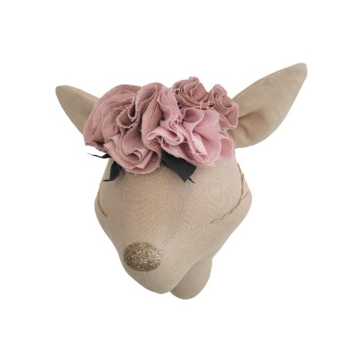 WANDDEKO REH MIT BLUMEN BEIGE