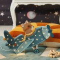 VINTAGE LAMPE FLUGZEUG DENIMBLAU BÄR