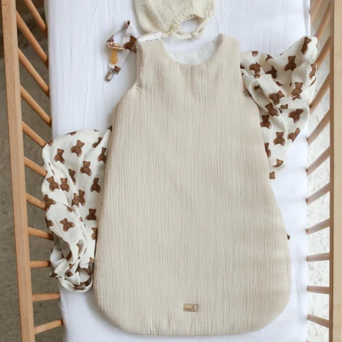 MUSSELIN BABYSCHLAFSACK SANDBEIGE