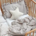 LEINEN BABYBETTWÄSCHE MIT RÜSCHEN 100X135 CM BEIGE