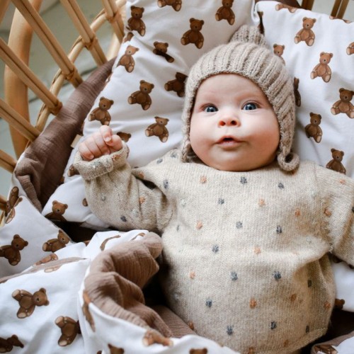 MUSSELIN BABYBETTWÄSCHE FÜR SÄUGLINGE 70x100 CM TEDDYBÄREN