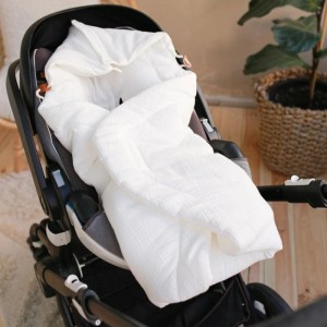 BABYLY - MUSSELIN BABY AUTOSITZDECKE MILCHWEISS