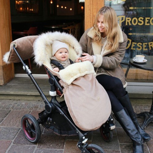 WOLLE KINDERWAGEN SCHLAFSACK SAMT BEIGE