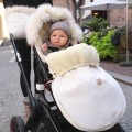 WOLLE KINDERWAGEN SCHLAFSACK SAMT CREME PERLE