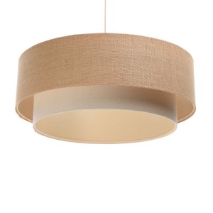 BPS KONCEPT - DOPPELTE HÄNGELAMPE BOHO ABGESTUFTER LAMPENSCHIRM LEINEN JUTE