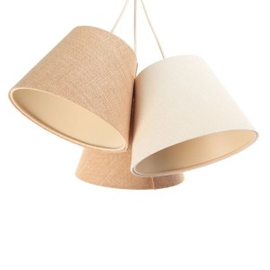 BPS KONCEPT - DREIFACHE HÄNGELAMPE GLOCKE BOHO LEINEN JUTE