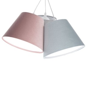 BPS KONCEPT - DREIFACHE HÄNGELAMPE GLOCKE JASMIN BEBE GESTEPPT PUDERROSA/GRAU/BLAU