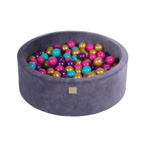 MEOW BABY - TROCKENES BALLBAD RUND VELVET GRAUBLAU