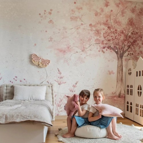 tapeta dla dziewczynki merry cherry pink drzewo wiśnia (4).jpg